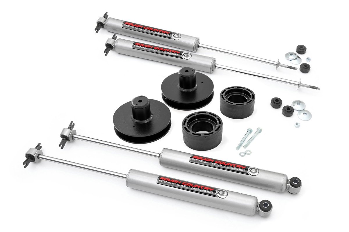 Jeep Wrangler Unlimited Suspension Lift Kit - Rough Country - N3, 2 Inch - Metallic Silver - '04-'06